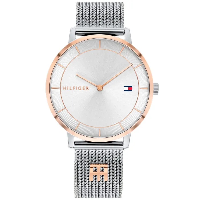 Tommy Hilfiger Tea 1782288 Damen Armbanduhr Silber • Milanaise-Edelstahlarmband • Minimalistisches Design