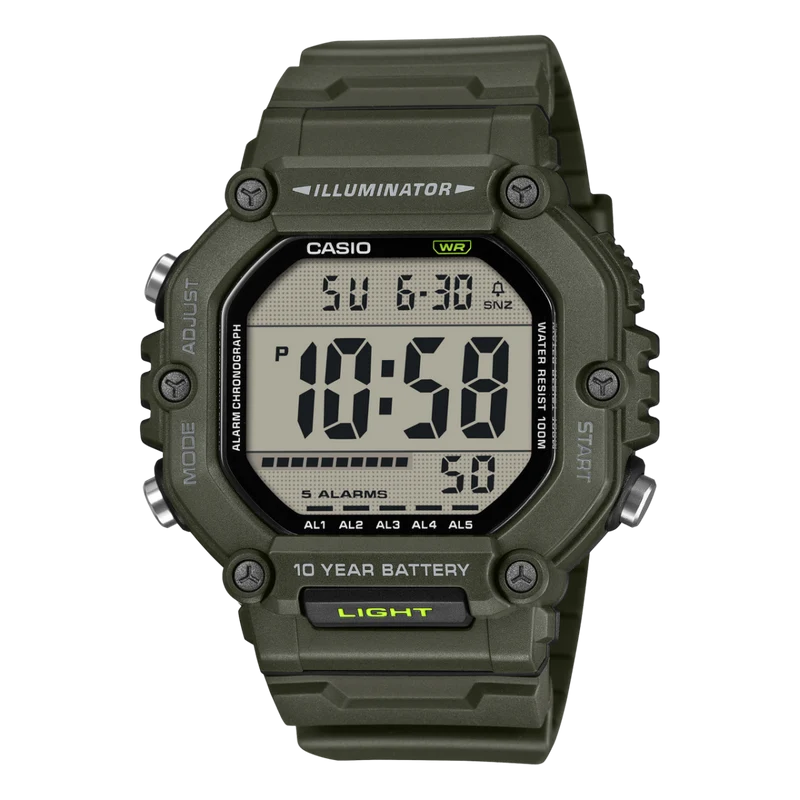 Casio AE-1600HX-3AVEF Armbanduhr Khaki • Digitale Zeitanzeige • 10 Bar Wasserdicht