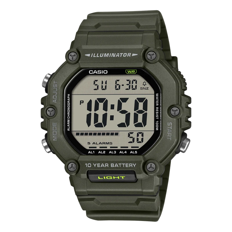 Casio AE-1600HX-3AVEF Armbanduhr Khaki • Digitale Zeitanzeige • 10 Bar Wasserdicht