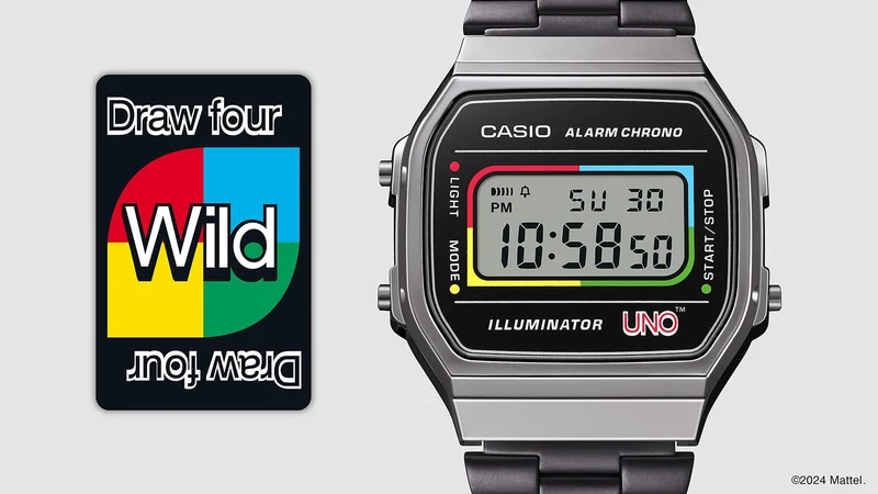 Casio A168WEUC-1AER Vintage Unisex Armbanduhr • UNO Special Edition • EL-Hintergrundbeleuchtung