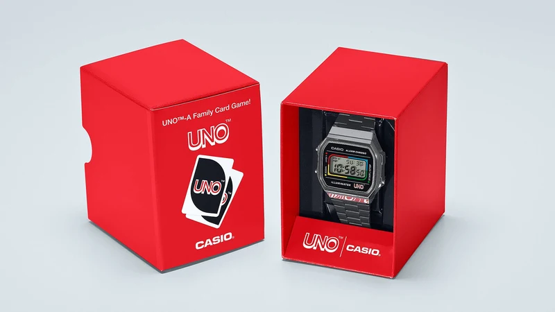 Casio A168WEUC-1AER Vintage Unisex Armbanduhr • UNO Special Edition • EL-Hintergrundbeleuchtung