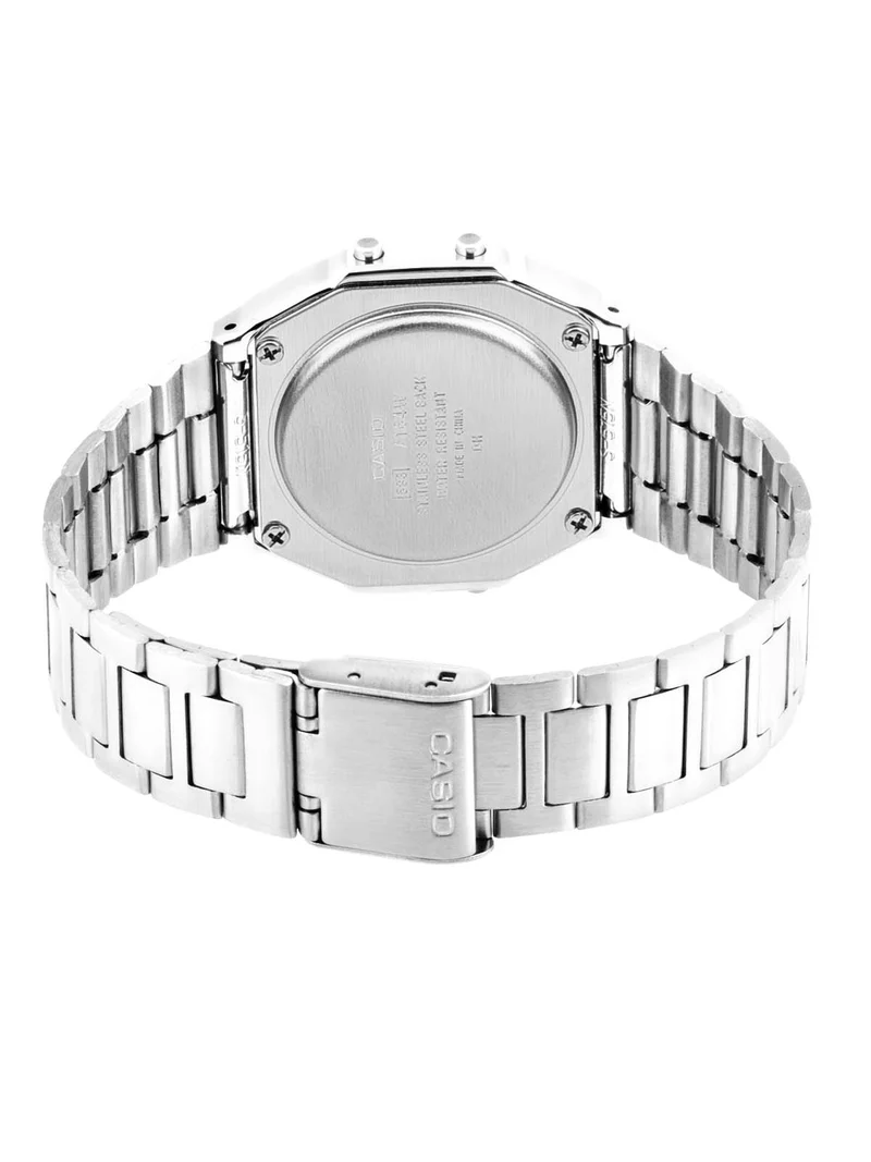 Casio Collection A164WA-1VES Herren Armbanduhr Silber • Edelstahlarmband • LED-Beleuchtung
