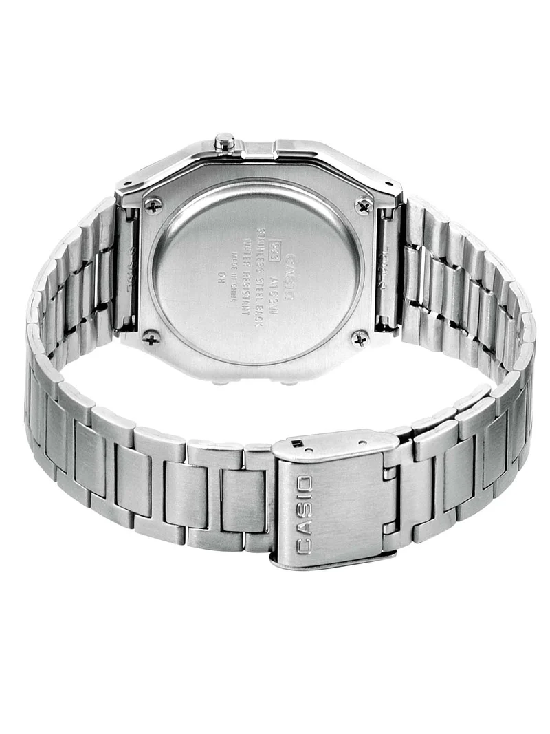 Casio Collection A163WA-1QES Digitaluhr Silber • Edelstahlarmband • Retro-Design