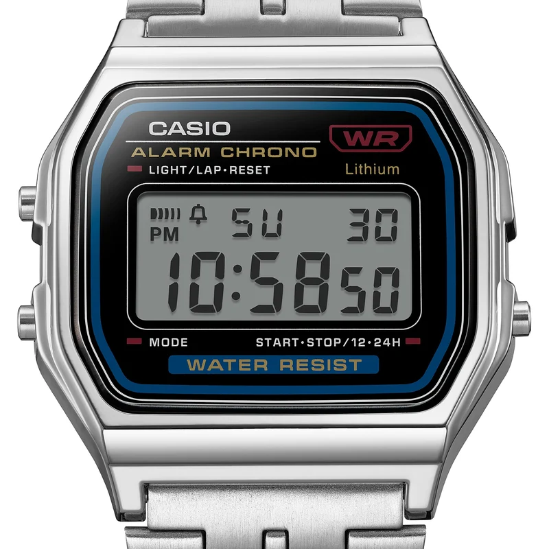 Casio Vintage A159WE-1EF Armbanduhr Silber • Edelstahlarmband • LED-Beleuchtung