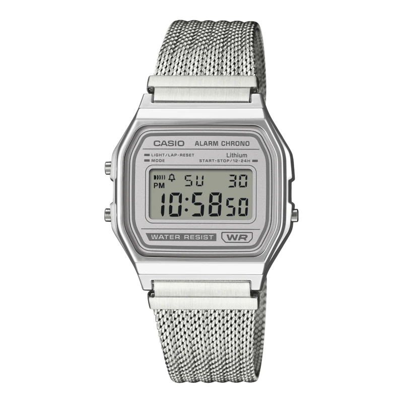 Casio Vintage A158WEM-7EF Armbanduhr Grün • Mesh-Armband • Digitalanzeige