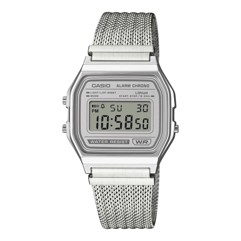 Casio Vintage A158WEM-7EF Armbanduhr Grün • Mesh-Armband • Digitalanzeige
