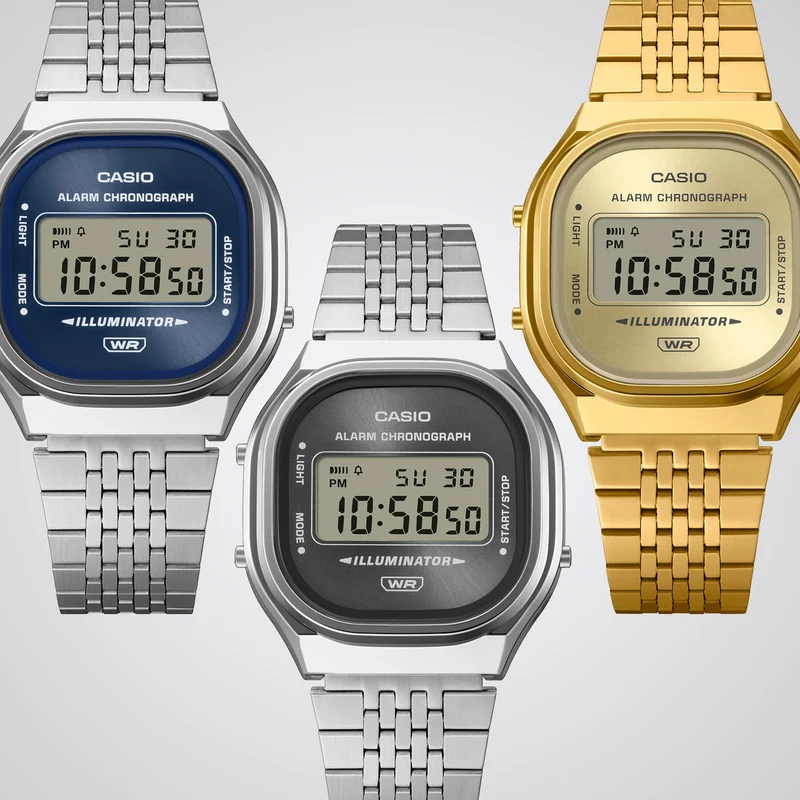 Casio A140WEG-9AEF Unisex-Armbanduhr Edgy Collection Goldfarben • Digitales Display • Retro-Design