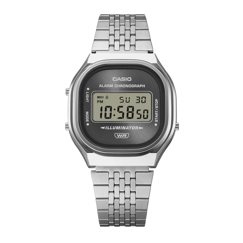 Casio Vintage A140WE-8AEF Armbanduhr Silber • Retro-Digitaldesign • Edelstahlarmband