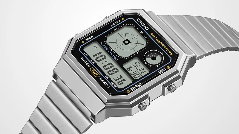 Casio Edgy A130WEG-9AEF Armbanduhr Gold • LCD mit Analoguhranzeige • Retro-futuristisches Design