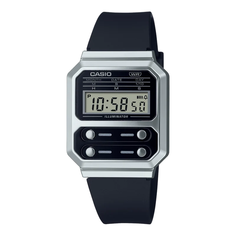 Casio A100WEF-1AEF Vintage Unisex Armbanduhr Silber • Retrodesign • Stoppuhr & LED-Licht