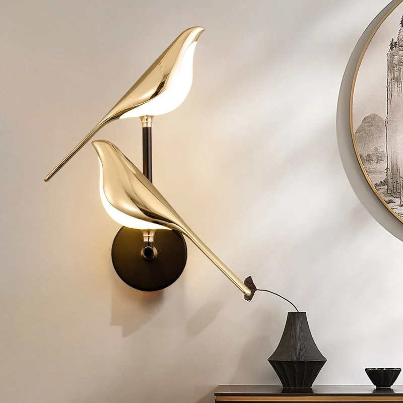 LED Wandlamp Vogel Design Goud Modern Sfeerlicht Woonkamer Slaapkamer Hal Energiezuinig Decoratief Interieur | Sansoti