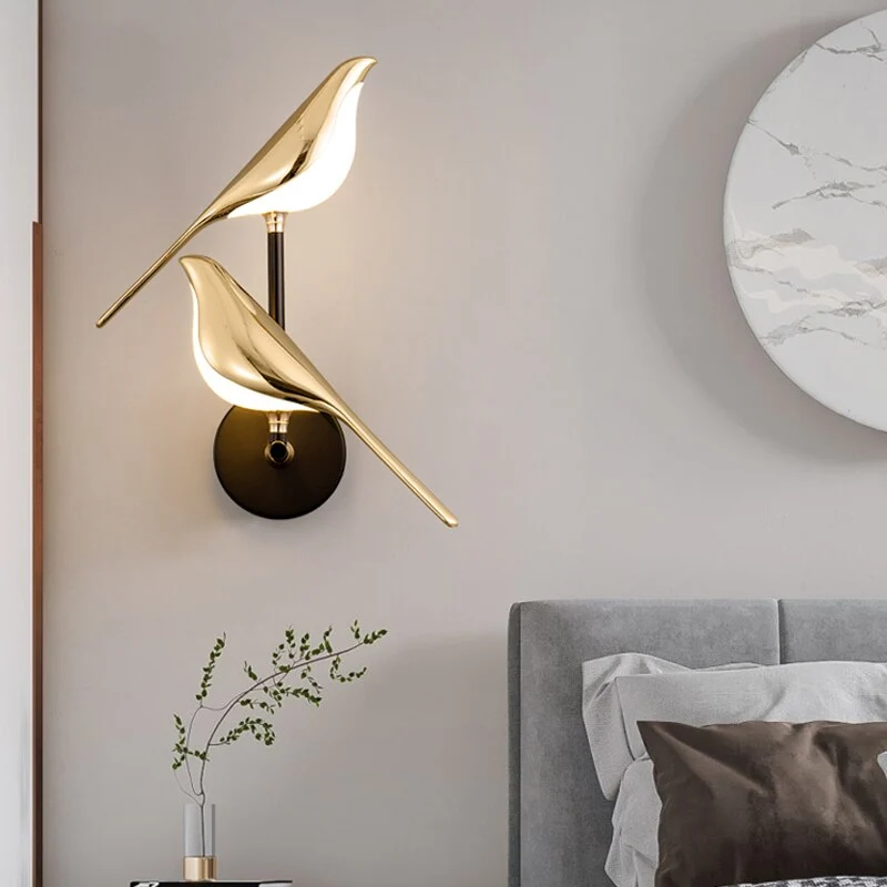 LED Wandlamp Vogel Design Goud Modern Sfeerlicht Woonkamer Slaapkamer Hal Energiezuinig Decoratief Interieur | Sansoti