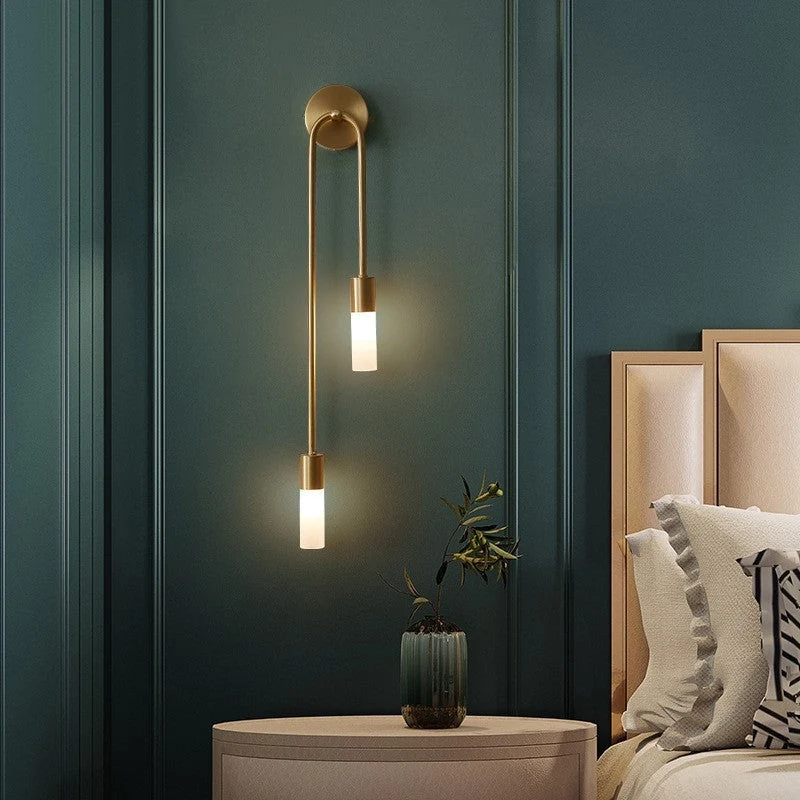 Lineaire LED Wandlamp Goud 2-Lichts Modern Scandinavisch Design Warm Wit Verlichting Woonkamer Slaapkamer | Sansoti