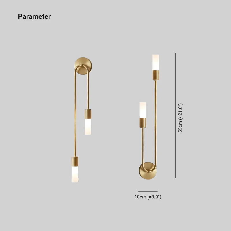 Lineaire LED Wandlamp Goud 2-Lichts Modern Scandinavisch Design Warm Wit Verlichting Woonkamer Slaapkamer | Sansoti