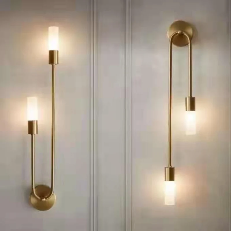 Lineaire LED Wandlamp Goud 2-Lichts Modern Scandinavisch Design Warm Wit Verlichting Woonkamer Slaapkamer | Sansoti