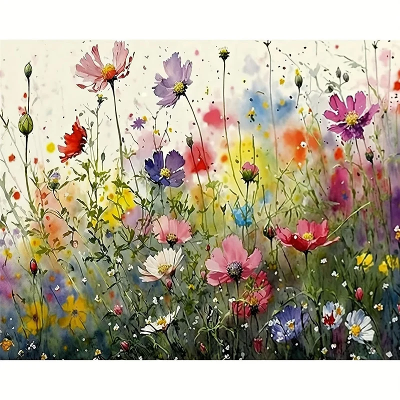 Schilderset op Nummers Bloemen 40x50cm Canvas Wanddecoratie Doe-het-Zelf Creatief Ontspanning Hobby Kunst | Sansoti