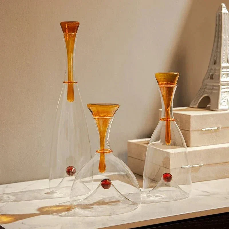 Glazen Karaf Mondgeblazen Decoratieve Stop Amber Blauw Loodvrij Vaatwasmachinebestendig Eettafel Woonkamer | Sansoti