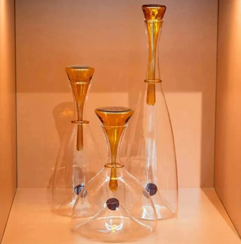 Glazen Karaf Mondgeblazen Decoratieve Stop Amber Blauw Loodvrij Vaatwasmachinebestendig Eettafel Woonkamer | Sansoti