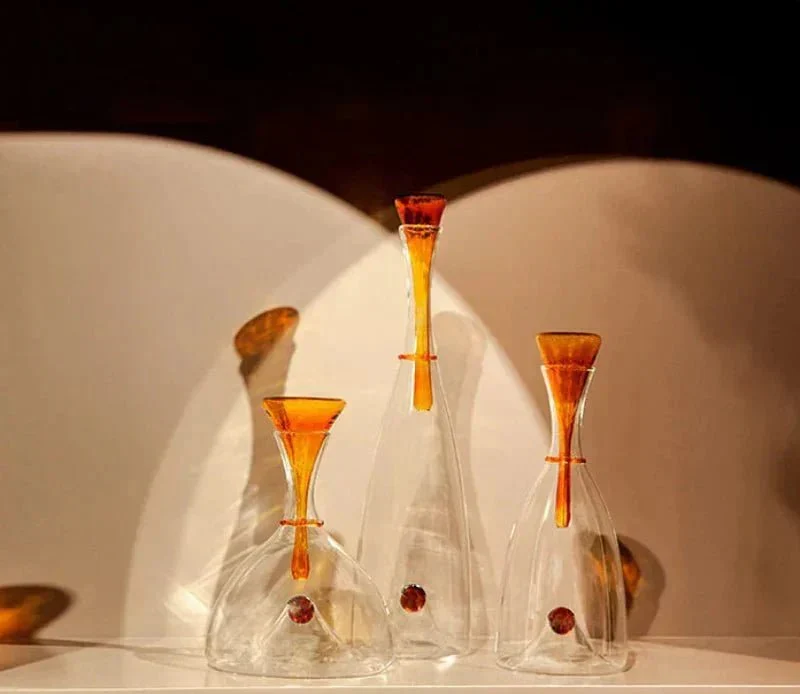 Glazen Karaf Mondgeblazen Decoratieve Stop Amber Blauw Loodvrij Vaatwasmachinebestendig Eettafel Woonkamer | Sansoti