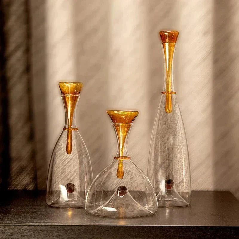 Glazen Karaf Mondgeblazen Decoratieve Stop Amber Blauw Loodvrij Vaatwasmachinebestendig Eettafel Woonkamer | Sansoti