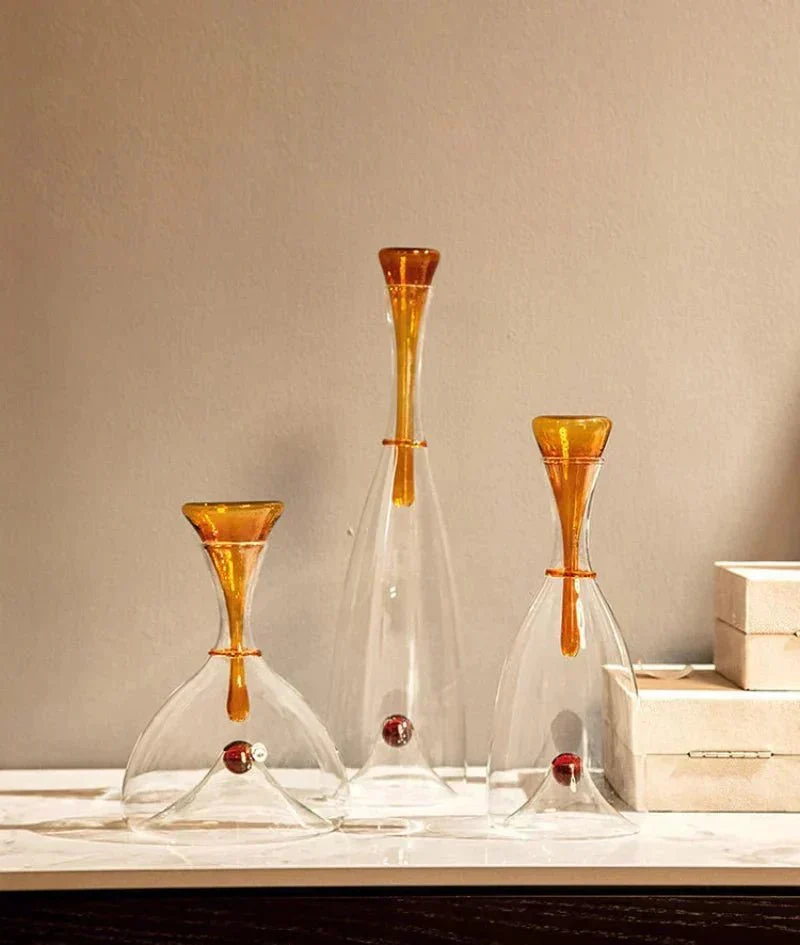 Glazen Karaf Mondgeblazen Decoratieve Stop Amber Blauw Loodvrij Vaatwasmachinebestendig Eettafel Woonkamer | Sansoti