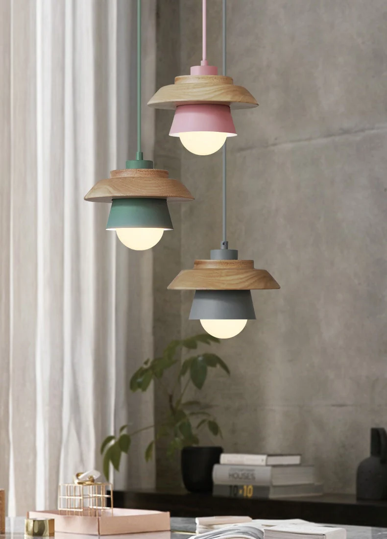 Hanglamp Hout Aluminium Scandinavisch Zwart Roze Groen Grijs Wit E27 Woonkamer Eetkamer | Sansoti