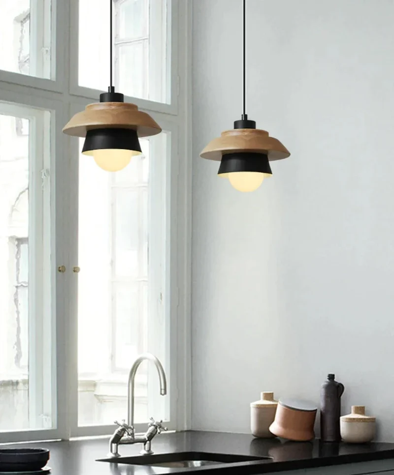Hanglamp Hout Aluminium Scandinavisch Zwart Roze Groen Grijs Wit E27 Woonkamer Eetkamer | Sansoti