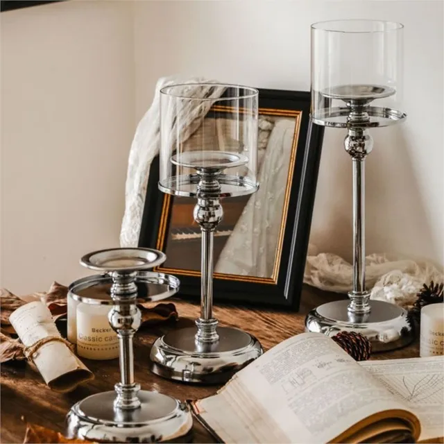 Kandelaar Glas Metaal Goud Zilver Scandinavisch Luxe Tafeldecoratie Woonkamer Restaurant | Sansoti