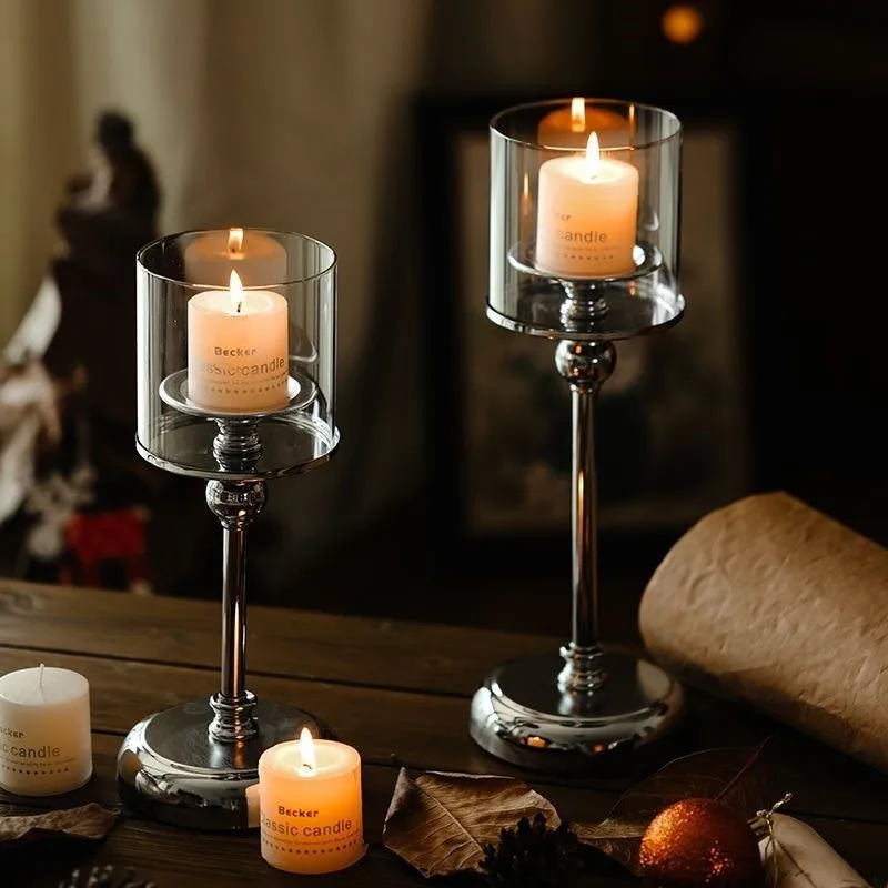 Kandelaar Glas Metaal Goud Zilver Scandinavisch Luxe Tafeldecoratie Woonkamer Restaurant | Sansoti