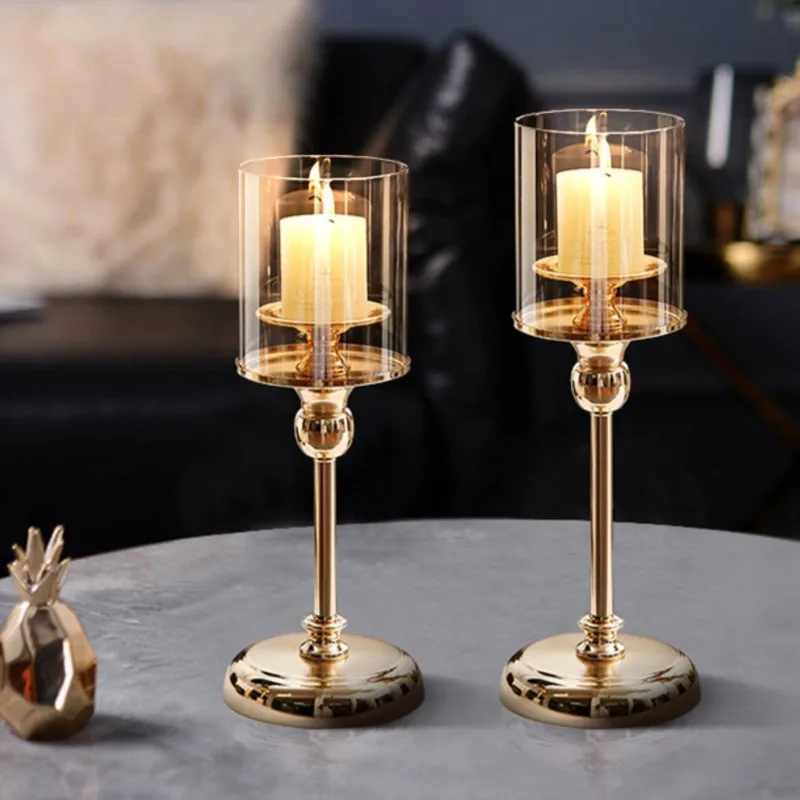 Kandelaar Glas Metaal Goud Zilver Scandinavisch Luxe Tafeldecoratie Woonkamer Restaurant | Sansoti