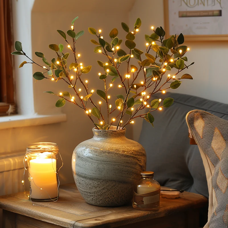 Decoratieve Lichttak Led Olijftak Kersenbloesem Warm Wit 70cm 120 Lampjes Sfeerverlichting Woonkamer | Sansoti