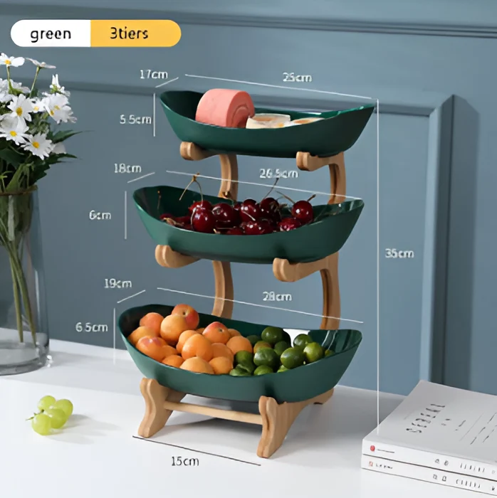 Fruitmand 3 Etages Houten Standaard Met Schalen Keuken Organizer | Sansoti