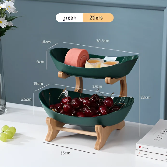Fruitmand 3 Etages Houten Standaard Met Schalen Keuken Organizer | Sansoti