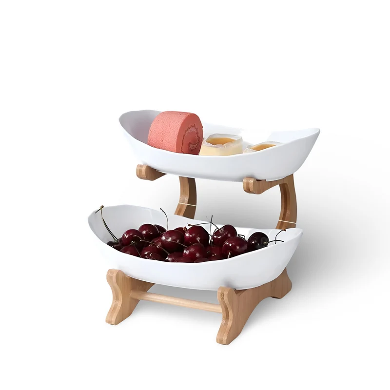 Fruitmand 3 Etages Houten Standaard Met Schalen Keuken Organizer | Sansoti