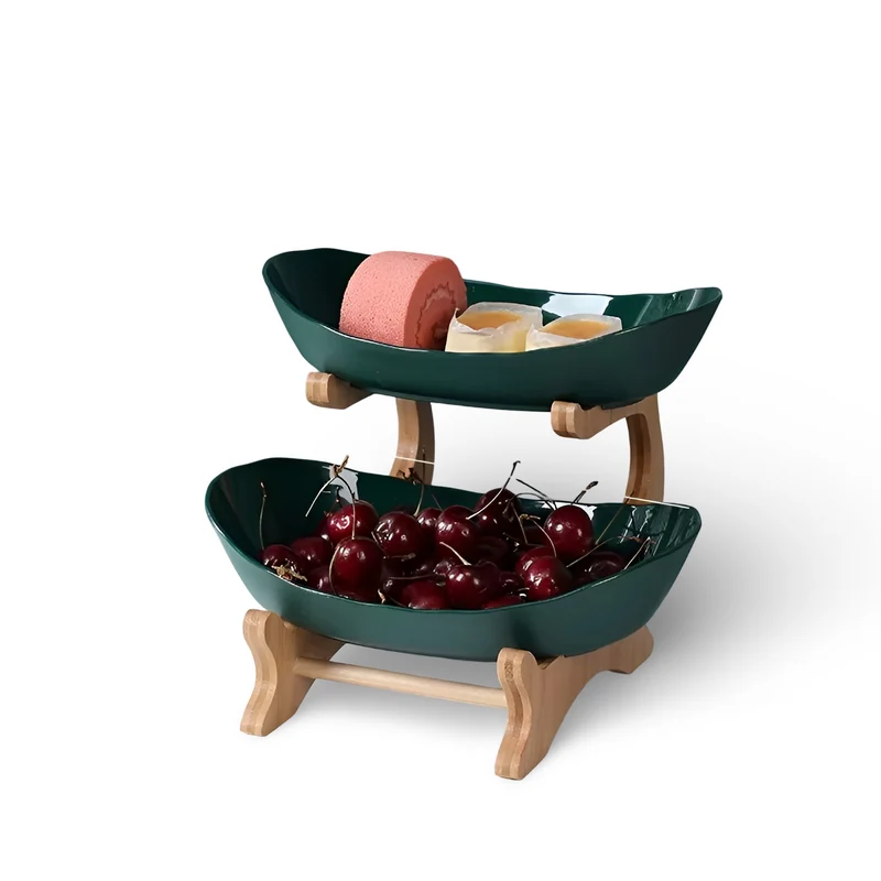 Fruitmand 3 Etages Houten Standaard Met Schalen Keuken Organizer | Sansoti