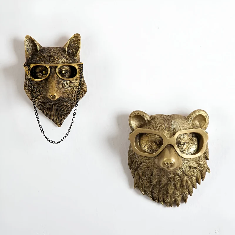 Wandhaak Dierenkop Goud Kapstokhaak Decoratie Wand Resin | Sansoti