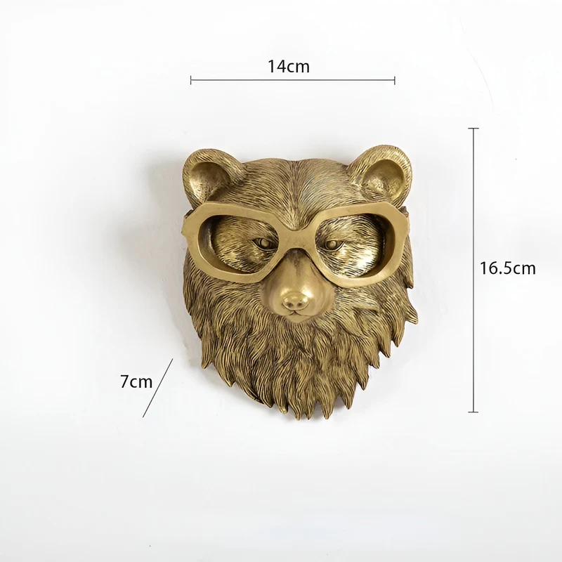 Wandhaak Dierenkop Goud Kapstokhaak Decoratie Wand Resin | Sansoti
