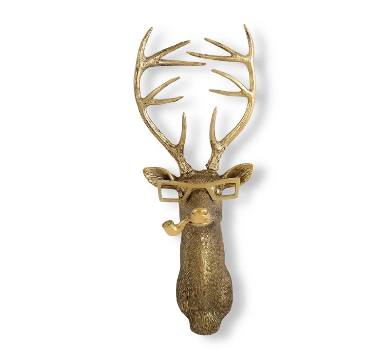 Wandhaak Dierenkop Goud Kapstokhaak Decoratie Wand Resin | Sansoti
