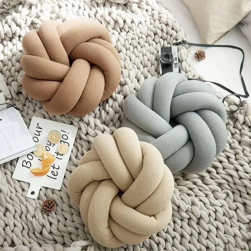 Sierkussen Knoop Rond Fluweel Decoratief 30cm Scandinavisch | Sansoti