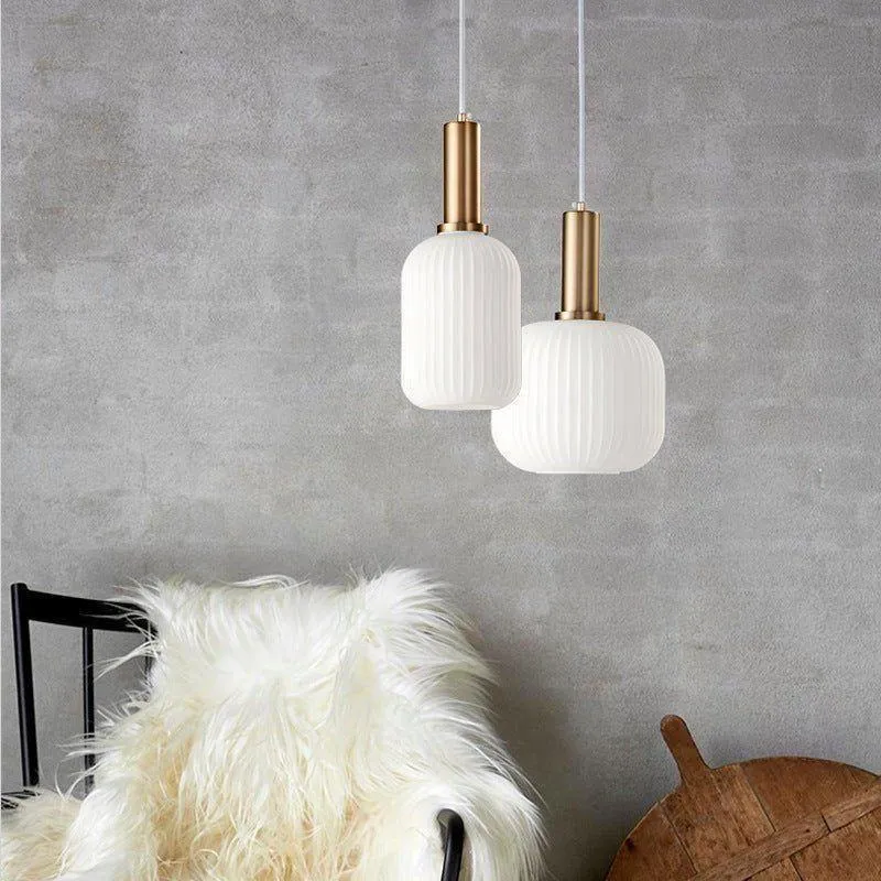 Hanglamp Ribbelglas Vintage 1-Lichts Goud E27 | Sansoti