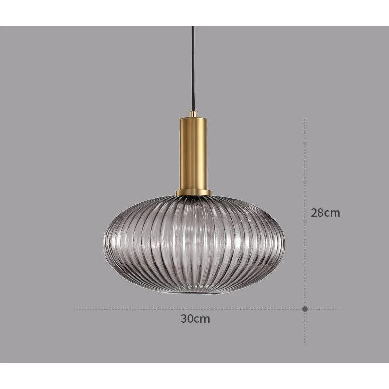 Hanglamp Ribbelglas Vintage 1-Lichts Goud E27 | Sansoti