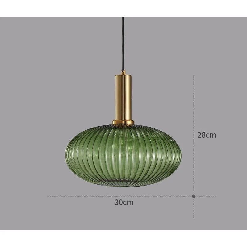 Hanglamp Ribbelglas Vintage 1-Lichts Goud E27 | Sansoti