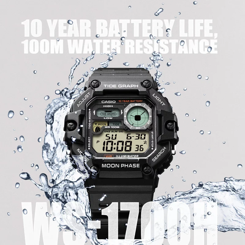 Casio Collection WS-1700H-1AVEF Herrenuhr • 10 Jahre Batterie • Mond- & Gezeitendaten
