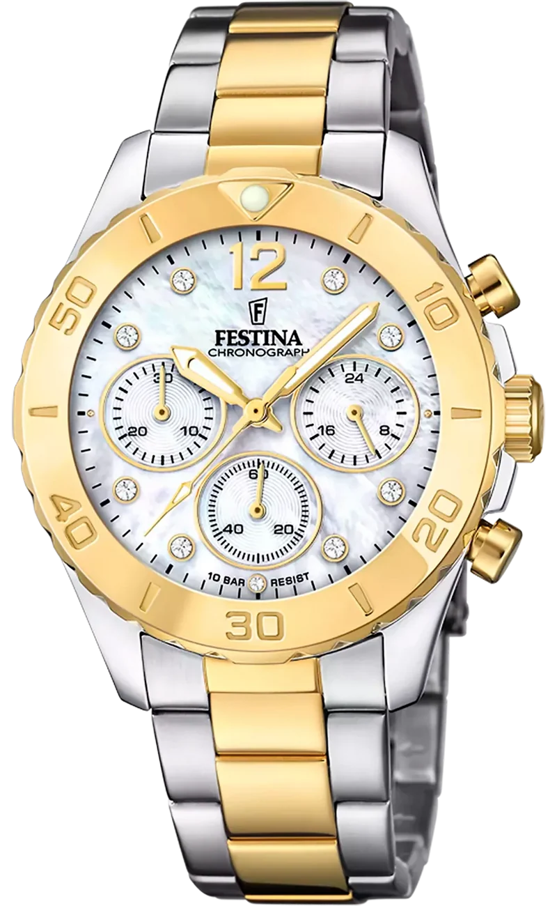 Festina Boyfriend F20604/1 Damenuhr • Perlmutt-Zifferblatt • 10 ATM wasserdicht