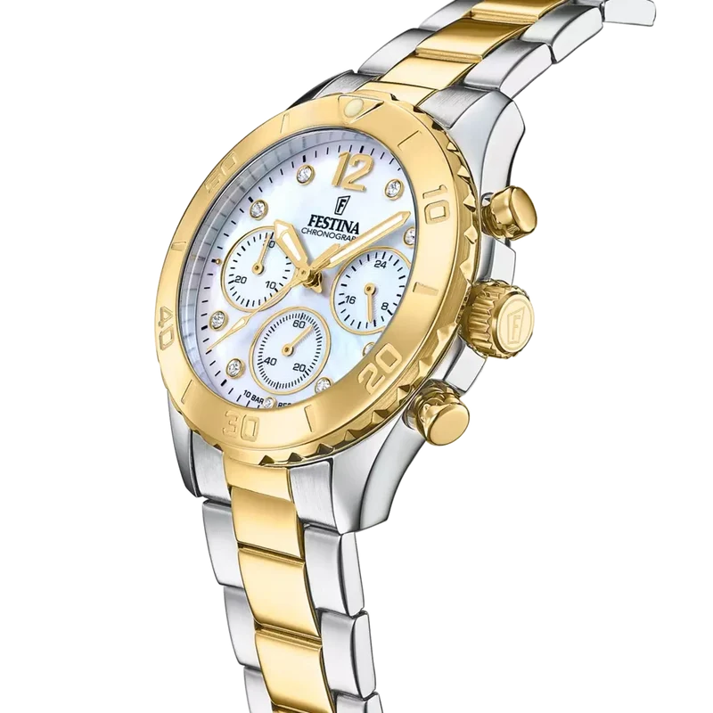 Festina Boyfriend F20604/1 Damenuhr • Perlmutt-Zifferblatt • 10 ATM wasserdicht
