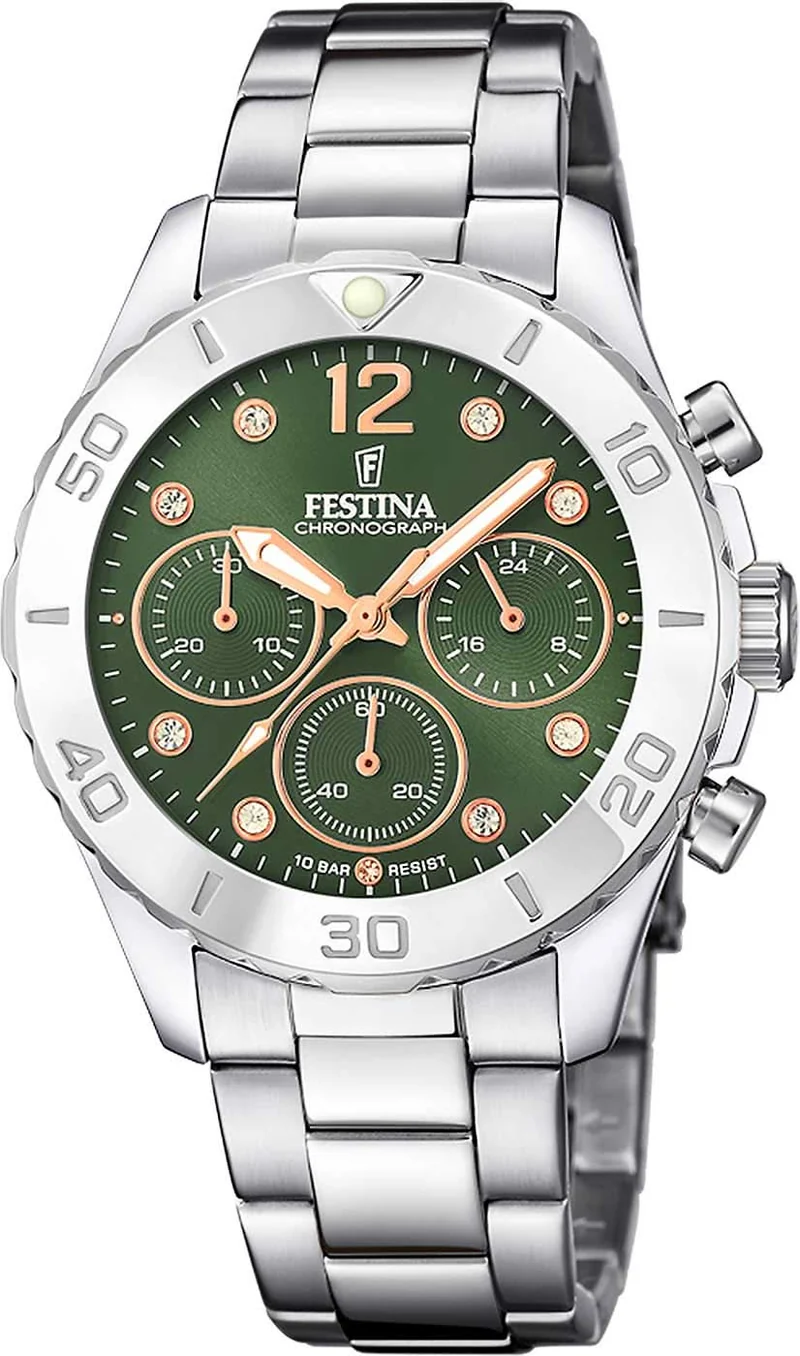 Festina Boyfriend F20603/5 Damenuhr • Grünes Zifferblatt • Edelstahl