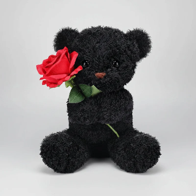Knuffel Teddybeer met Roos Pluche Romantisch Cadeau Zachte Beer Liefdesgeschenk Valentijn Verjaardag | Sansoti