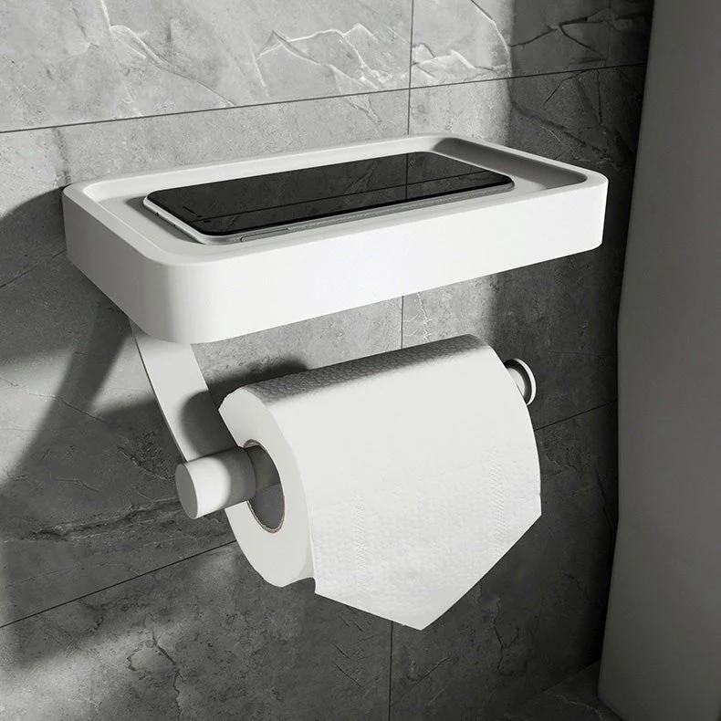Toiletrolhouder met Plankje RVS Wandmontage Zonder Boren Modern Badkameraccessoire Zwart Wit Grijs Smartphone | Sansoti