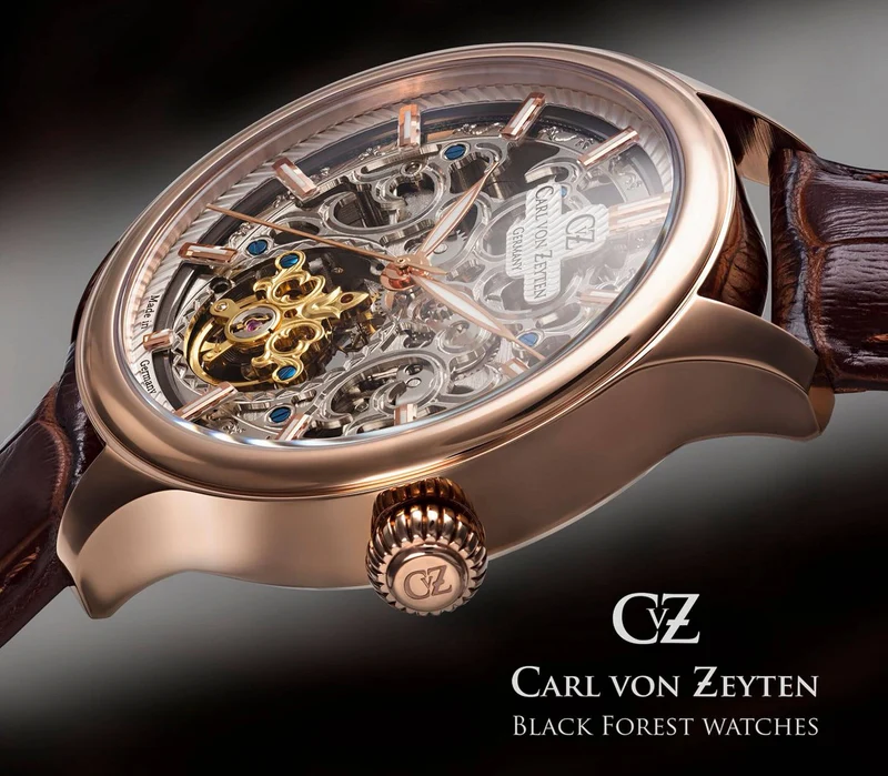 Carl von Zeyten St.Georgen CVZ0014RSLS Herrenuhr Roségold Braun • Automatikwerk • Skelett-Zifferblatt