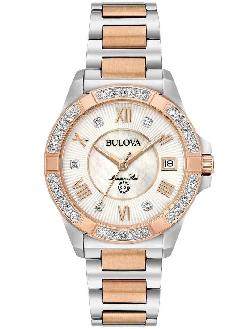 Bulova Marine Star 98R234 Damen Armbanduhr Bicolor • Saphirglas • 23 Diamant-Akzente